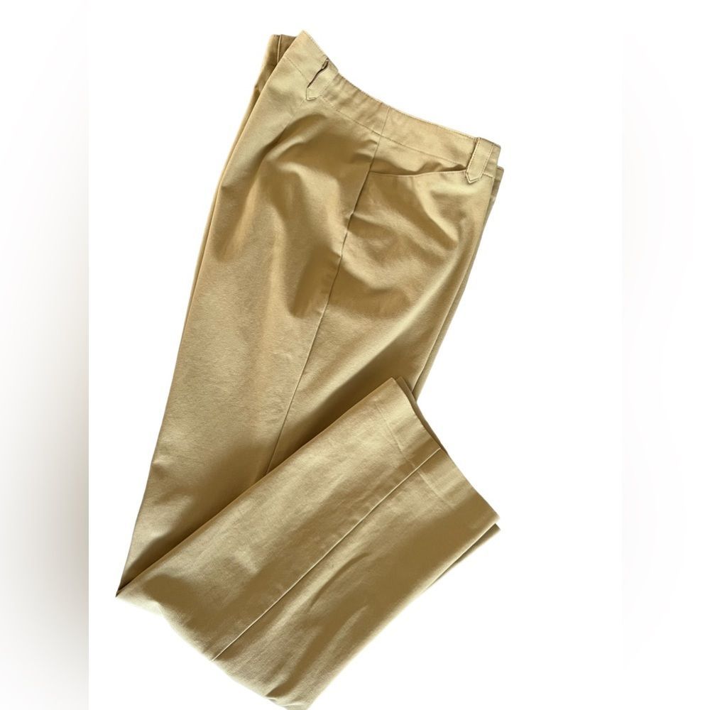 L L Bean Womens Khaki Flat Front Chino Pants Size 14